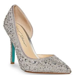 Blue by Betsey Johnson Hazil Jeweled d'Orsay Pointed Toe Stiletto Pumps